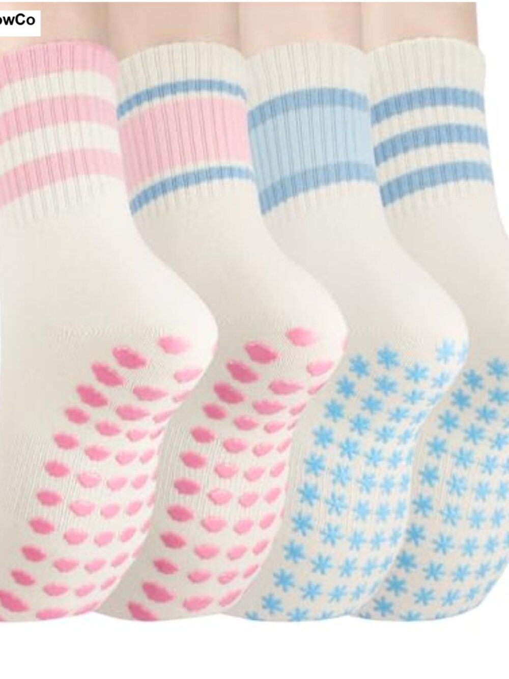 Grip Pilates Socks for Women Non-Slip Yoga Barre 4 Pairs Cotton Blend
